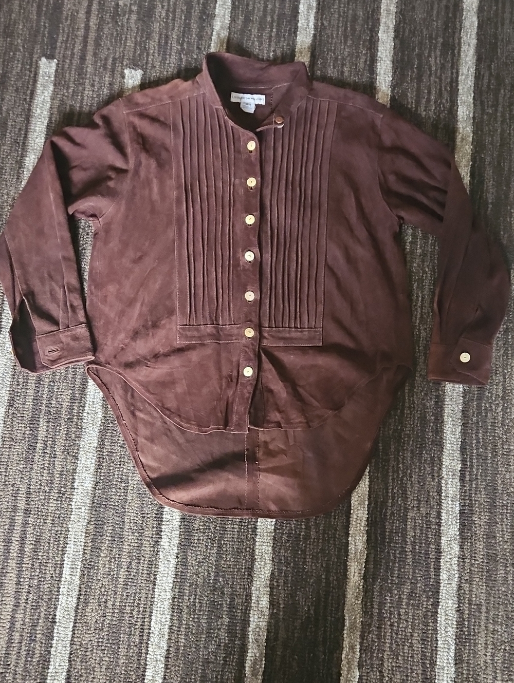 Women’s Vintage Genuine Brown Suede Shell Button Jacket Button Down